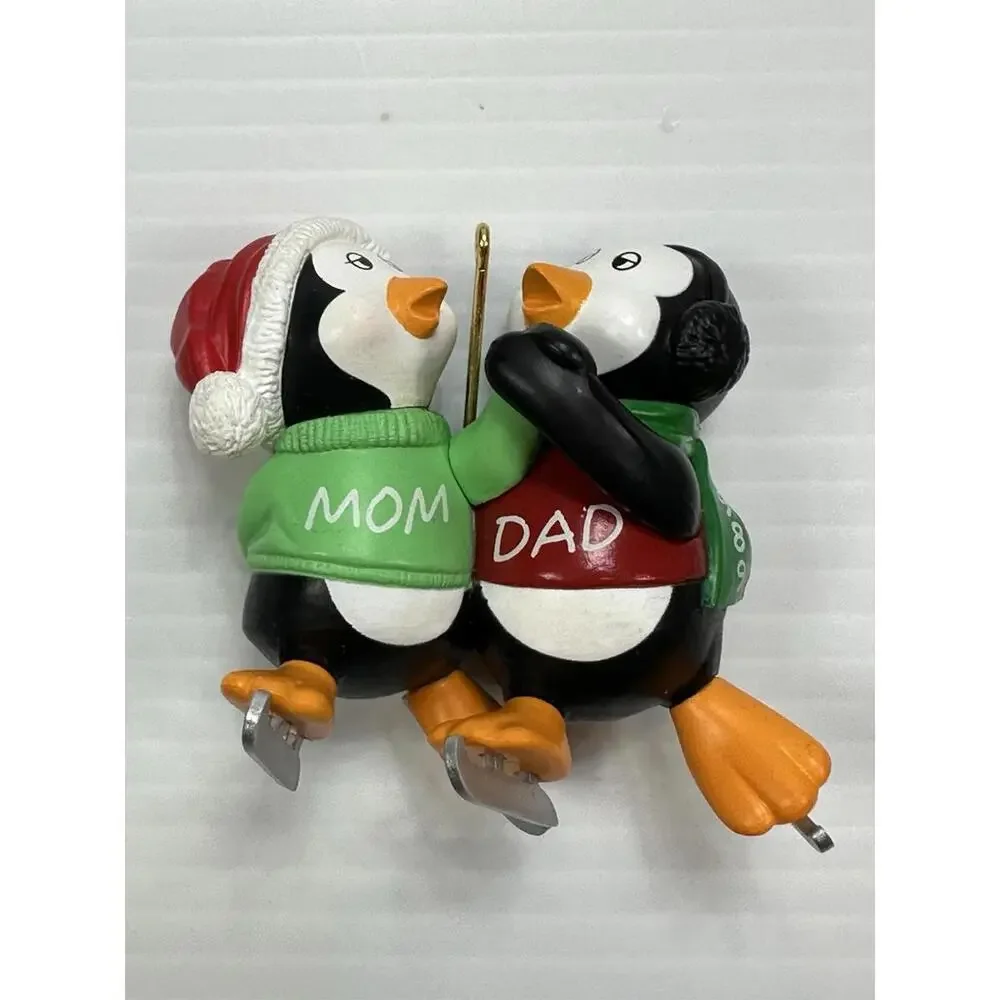 Hallmark Keepsake Mom & Dad Skating Penguins 1989 Christmas Ornament